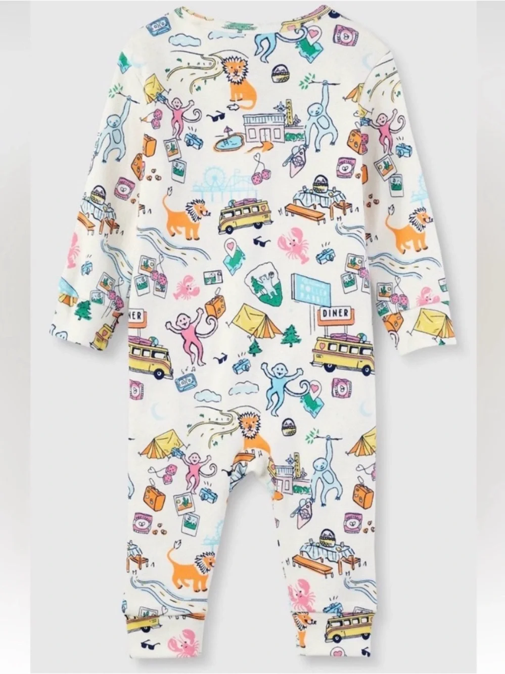 Roller Rabbit Target Baby Adaptive Roadtrip Bodysuit, 6-9M Blue/Yellow/Pink New